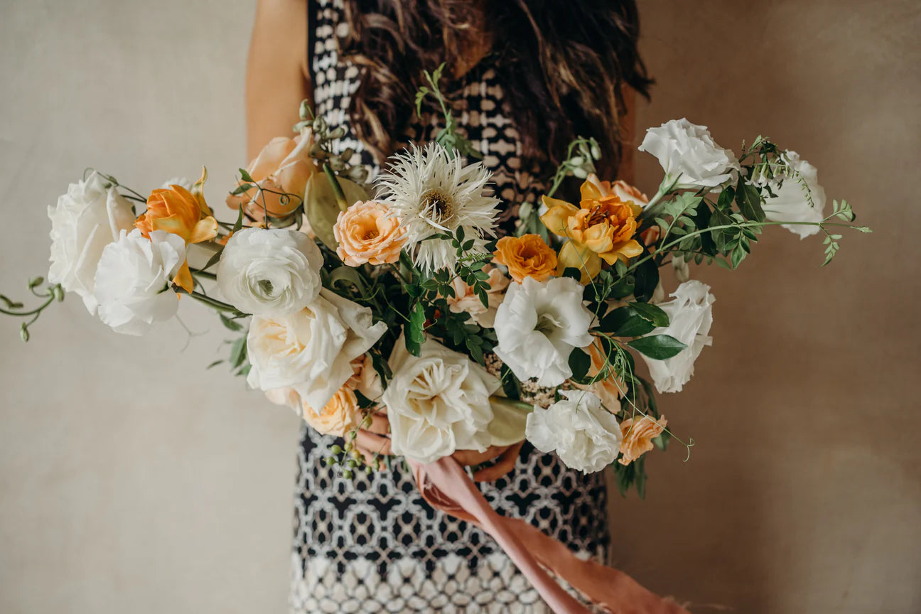 white and orange flowers